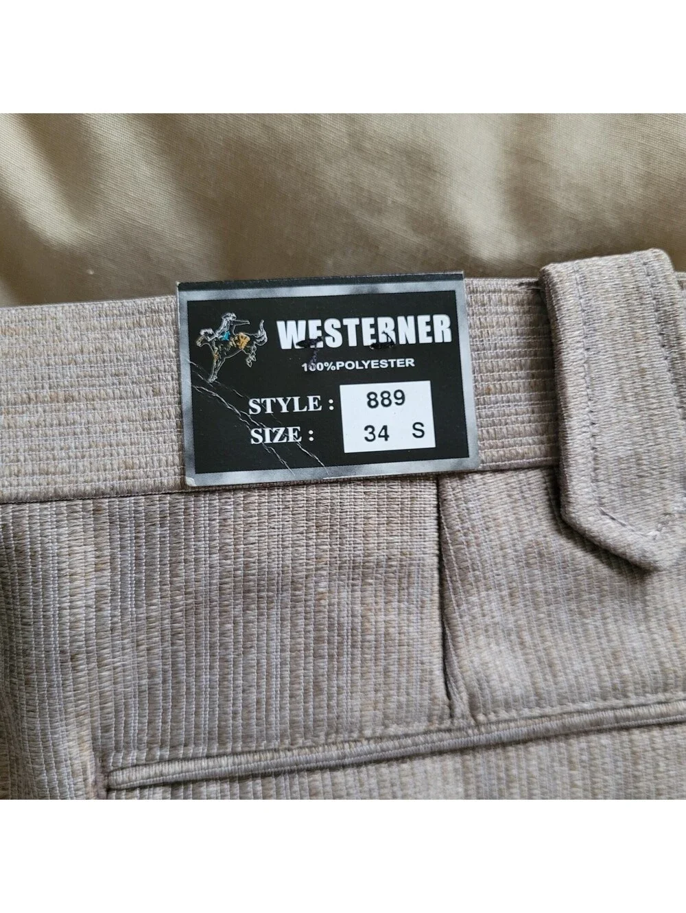 Westerner Men's 34x30 Mauve Taupe Textured Western Style Dress Pants NEW Vintage
